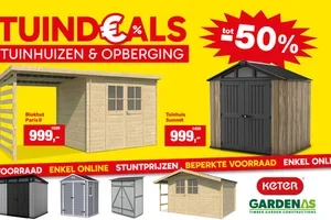 Tot 50% korting op tuinhuizen!