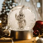 Zilveren tuinkabouter sneeuwbol, Grappige cadeaus, Romantisch cadeau, Huwelijkscadeau, Kleine cadeautjes, Cadeau, Cadeau idee