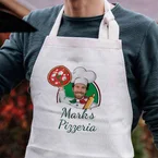 Gepersonaliseerd keukenschort pizzeria met gezicht, Vaderdag cadeau, Foto cadeaus, Verjaardagscadeau, Cadeau voor mannen / vriend, Cadeau voor vrouwen / vriendin, Grappige cadeaus, Romantisch cadeau, Huwelijkscadeau, Kleine cadeautjes, Cadeau, Cadeau idee