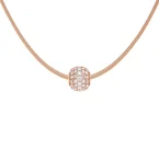 Pave Orb White Crystal Rose Gold Charm + Snake Necklace RG