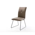 DELIFE Eetkamerstoel Maddy-Flex microvelours taupe vintage slipframe zwart