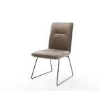 DELIFE Eetkamerstoel Vinjo-Flex microvelours taupe vintage slipframe zwart