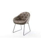 DELIFE Eetkamerstoel Gaio-Flex microvelours taupe vintage slipframe zwart