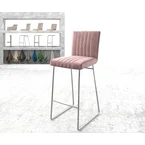 DELIFE Barstoel Luiga-Flex fluweel rosé slipframe roestvrij staal