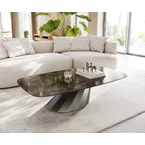 DELIFE Salontafel Edge bootvorm 140x80 cm keramiek Emperador Extra Lucidato donkerbruin Parabi metallic zilver