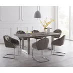 DELIFE Eettafel Edge 200x100 XL acacia platina roestvrijstaal breed Live-Edge