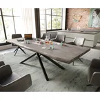 DELIFE Eettafel Edge 260x100 XL acacia platina  kruisframe rechthoek zwart  Live-Edge