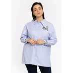 Gestreepte blouse met borduursel