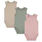 Romper zonder mouw IZZY (3-pack) - Beige, Groen & Roze