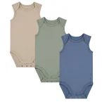 Romper zonder mouw IZZY (3-pack) - Beige, Groen & Blauw