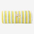 Throw blanket with yellow stripes and fringes - 120x170 cm
