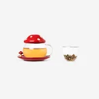 Mushroom tea mug with lid and saucer - 400 ml