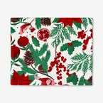Christmas tablecloth with holly and poinsettia print - 140x220 cm