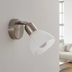 Paulina LED Wandlamp Satin Nickel/White - Lindby - Woonkamer - Modern - Metaal - 1 lamp