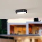 Niniel Oval LED Buiten Plafondlamp Black/White - Lindby - Terras - Modern - Kunststof - 1 lamp