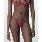 Asha Sheer Floral Thong Red