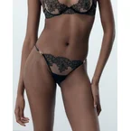 Inaya Sheer Floral Thong Black