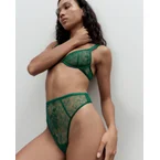 Seraphim Embroidered High-Waisted Thong Black