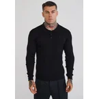 Black LS Knitted Polo T-Shirt