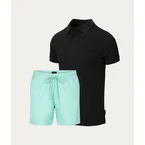 Zwarte Polo + Mintgroene Zwembroek