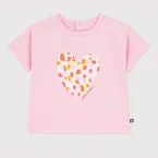 Petit Bateau Katoenen T-shirt met korte mouwen en bloemmotiefje voor baby's - Roze
