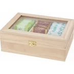 Cookinglife Theedoos - Theekist - Paulownia hout - 6 vakken - 21 x 16 x 7.5 cm