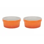 Cookinglife Ramekins / Soufflébakje / Creme Brulee Schaaltjes - Oranje - Porselein - ø 11cm -  2 Stuks