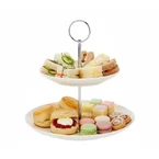 Cookinglife Etagère Porselein 2-laags ø 17 & 21 cm - Serveertoren voor Hapjes en Desserts