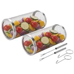 Cookinglife BBQ Rollende Grillmand RVS Ø 9 x 20 cm - Set van 2 stuks