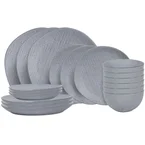 Cookinglife Serviesset Linen Grijs 18-delig / 6 personen - 6 dinerborden, 6 ontbijtborden en 6 kommen