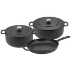Combekk Pannenset Gietijzer Zwart 3-delig - Braadpan ø 24, 28 cm & Koekenpan ø 26 cm