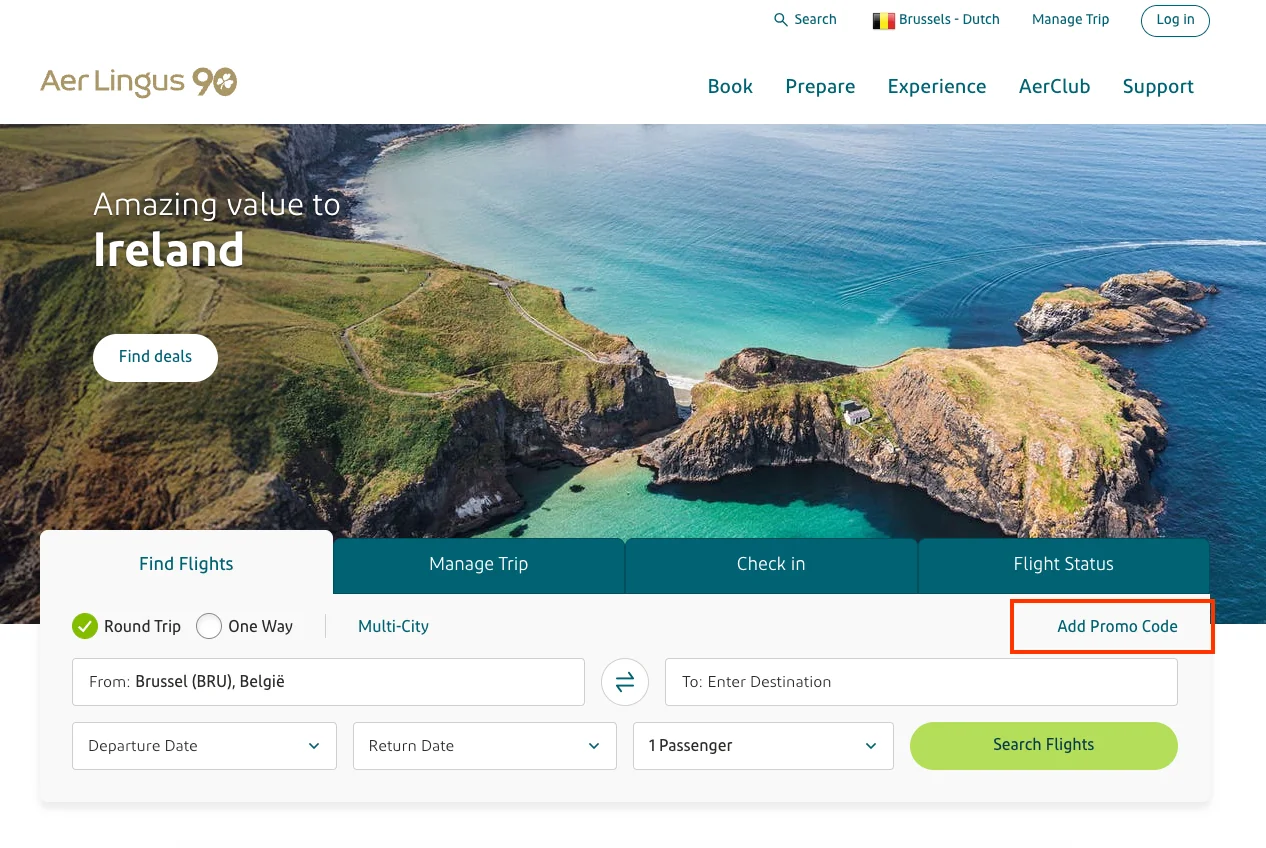 Zo gebruik je een Aer Lingus kortingscode - Aer Lingus