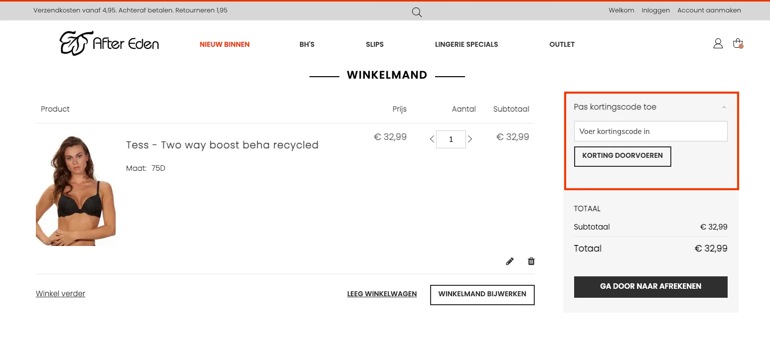 Hoe gebruik je de kortingscode - After Eden