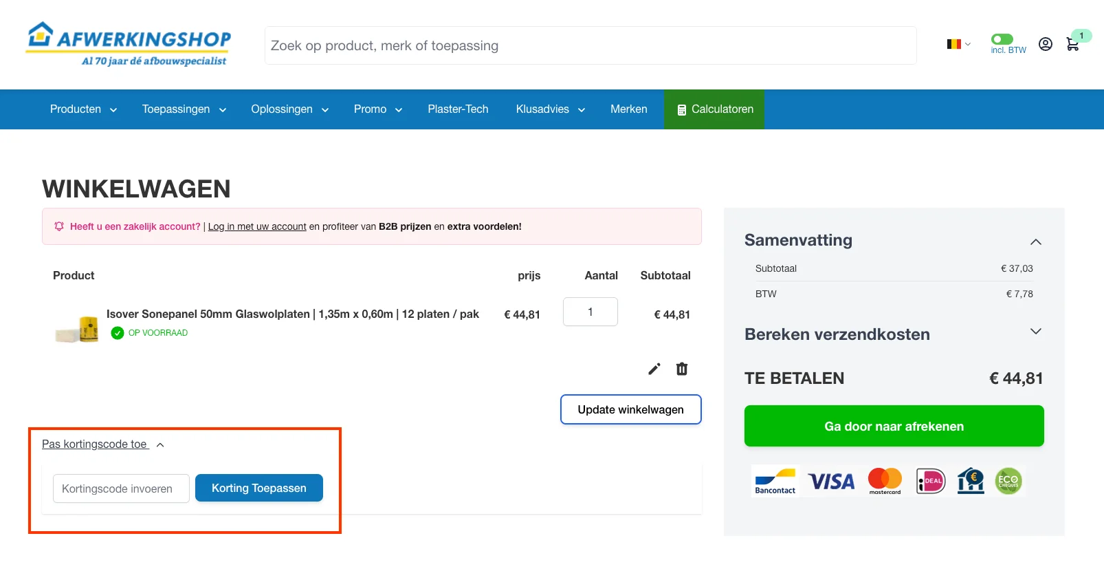 Hoe gebruik je de kortingscode - Afwerkingshop
