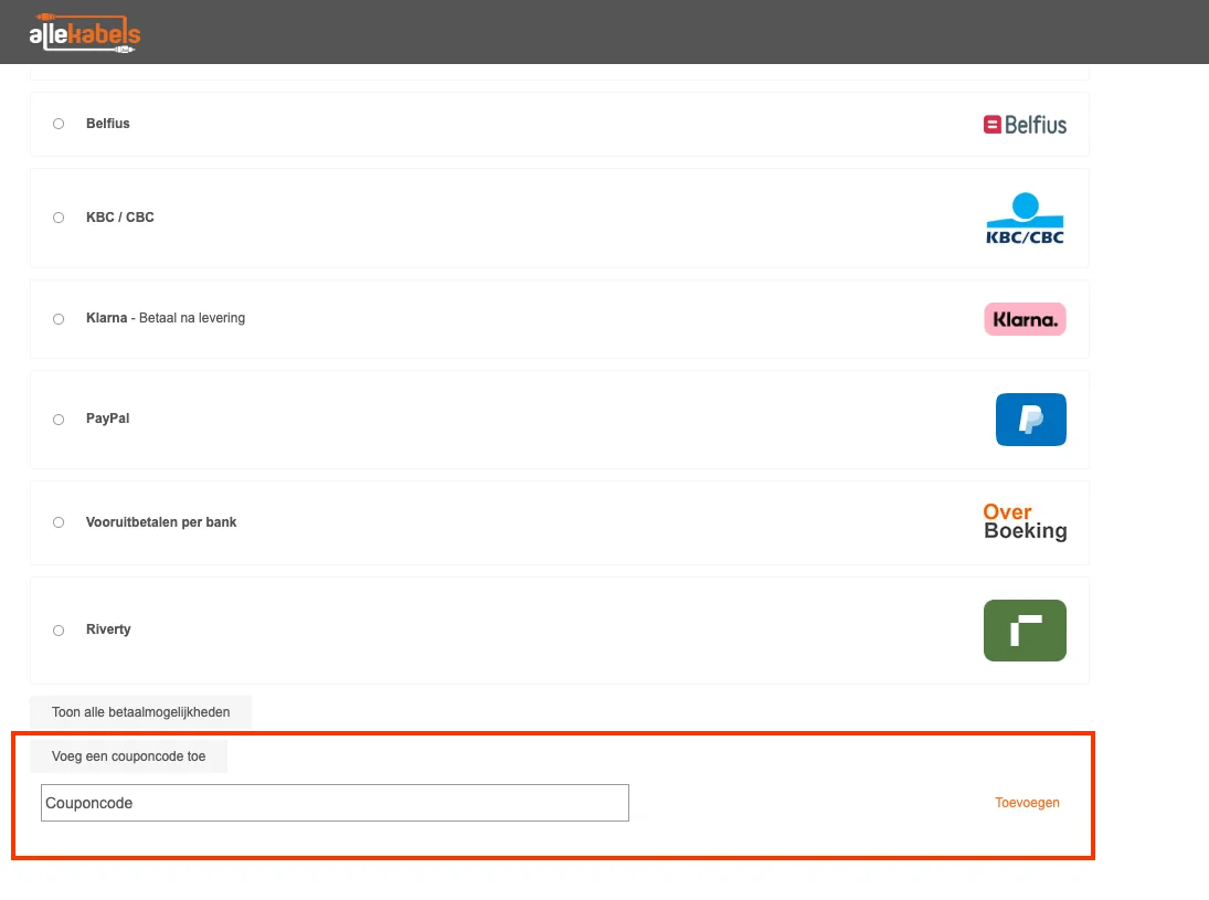 Hoe gebruik je de kortingscode - Allekabels