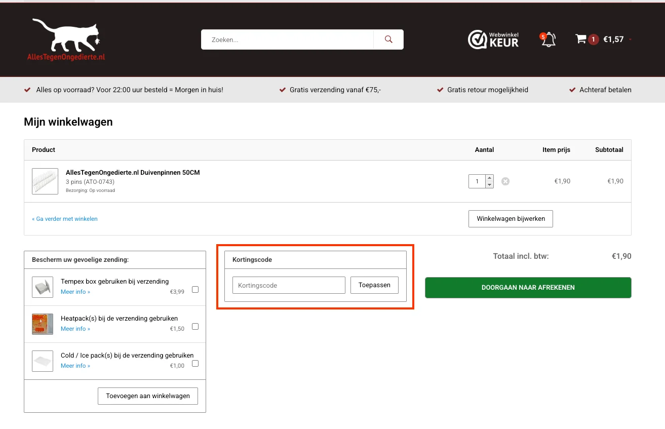 Hoe gebruik je de kortingscode - AllesTegenOngedierte