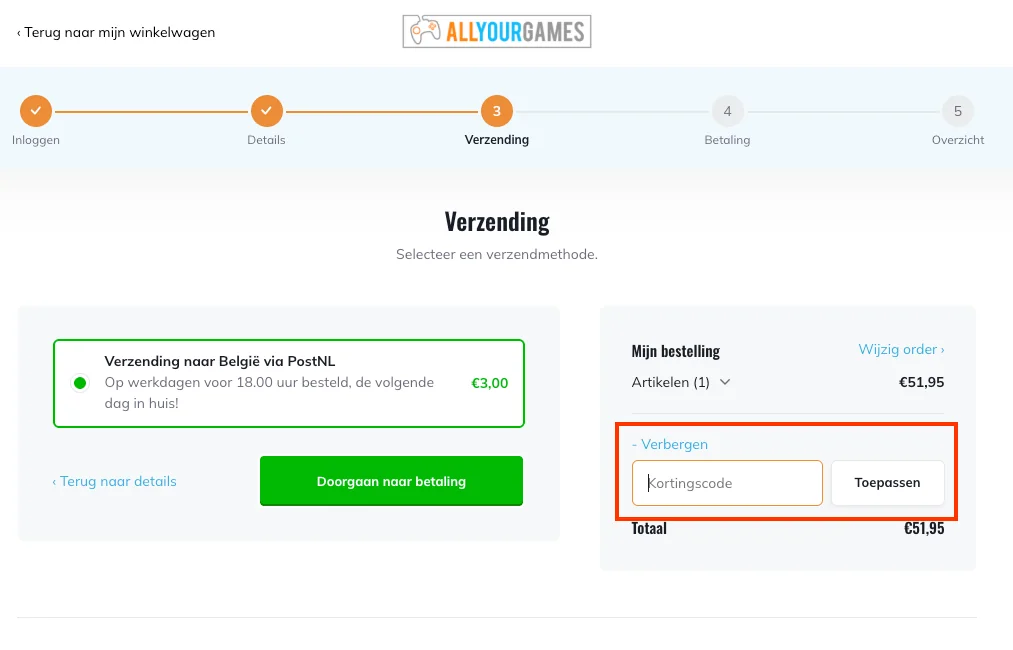 Hoe gebruik je de kortingscode - AllYourGames