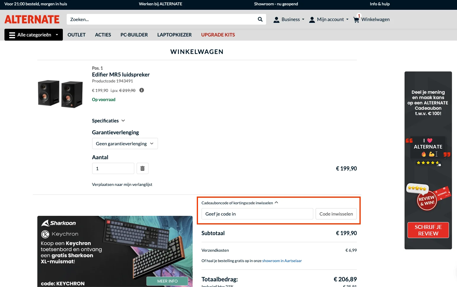Hoe gebruik je de kortingscode - Alternate