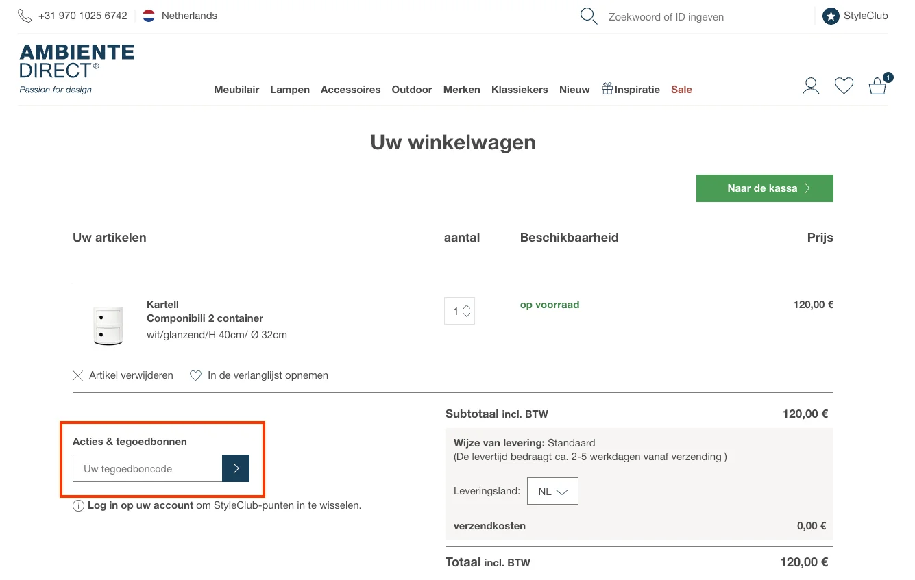 Hoe gebruik je de kortingscode - AmbienteDirect