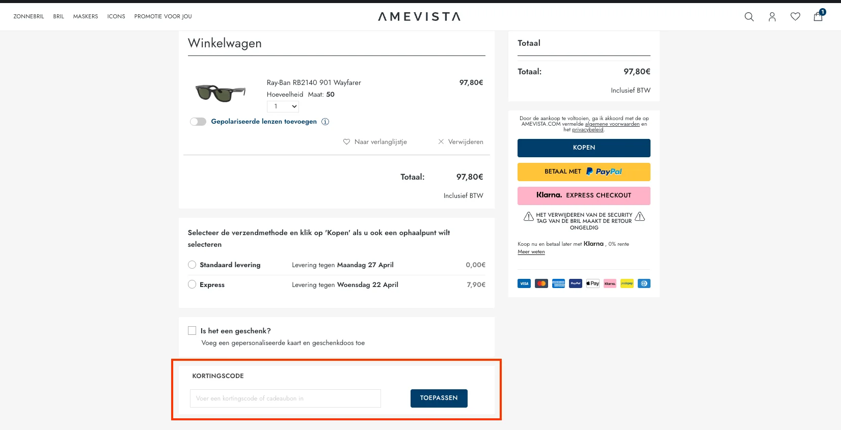 Hoe gebruik je de kortingscode - Amevista