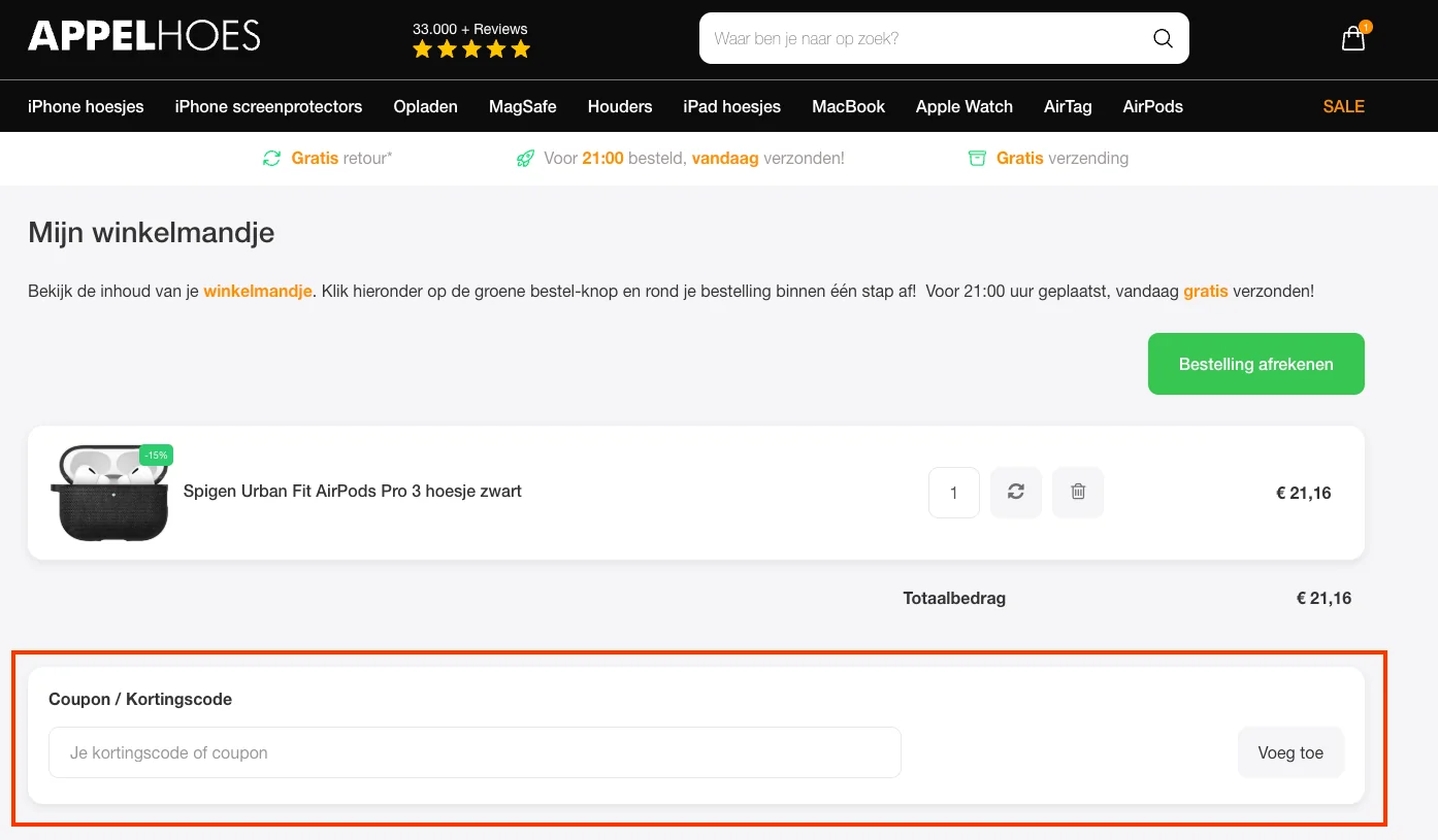 Hoe gebruik je de kortingscode - Appelhoes
