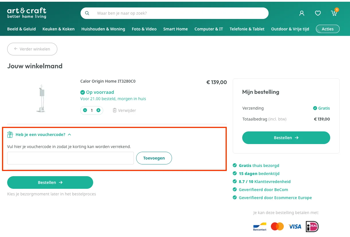 Hoe gebruik je de kortingscode - Art en Craft