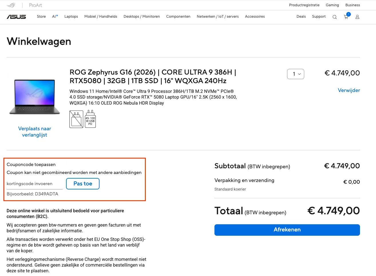 Zo gebruik je een Asus kortingscode - Asus
