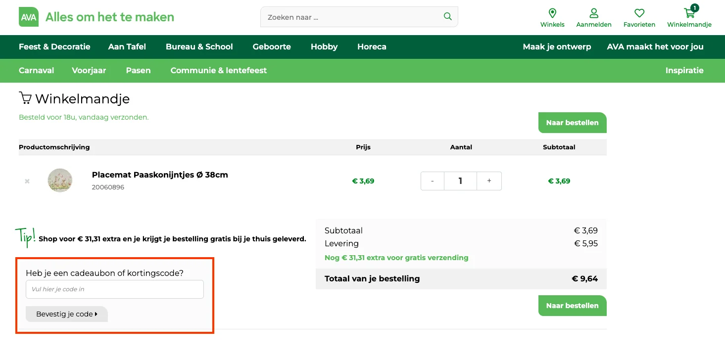 Hoe gebruik je de kortingscode - AVA