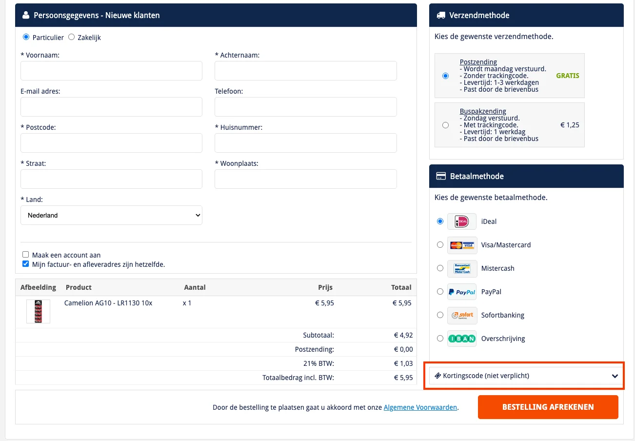Hoe gebruik je de kortingscode - Batterijenhuis