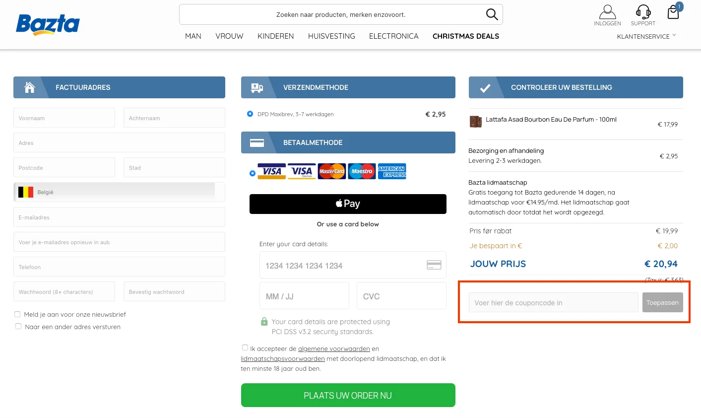 Hoe gebruik je de kortingscode - Bazta