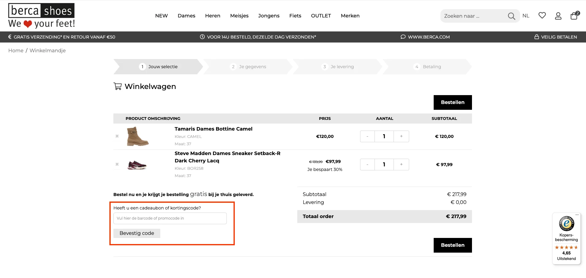 Hoe gebruik je de kortingscode - Berca