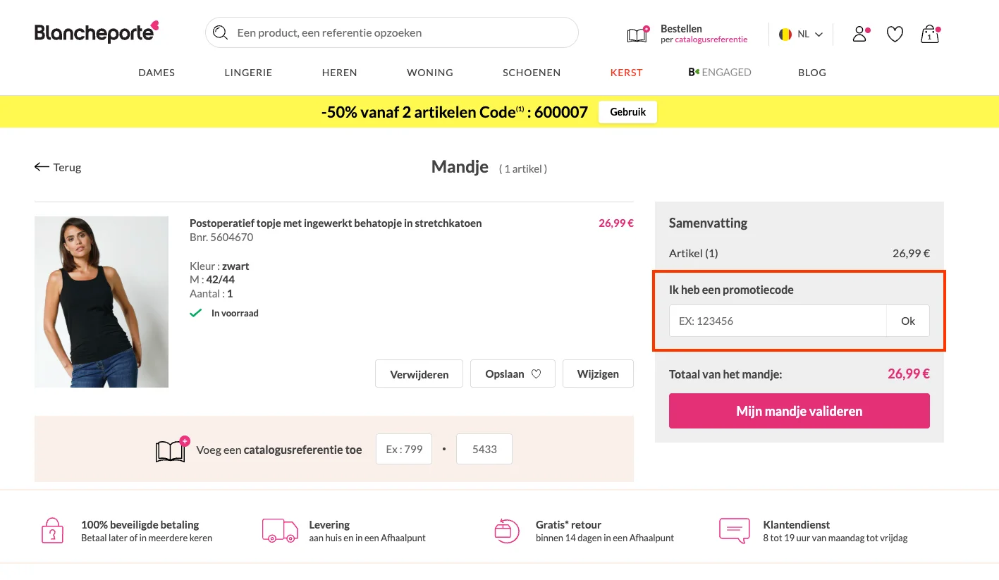 Hoe gebruik je de kortingscode - Blancheporte