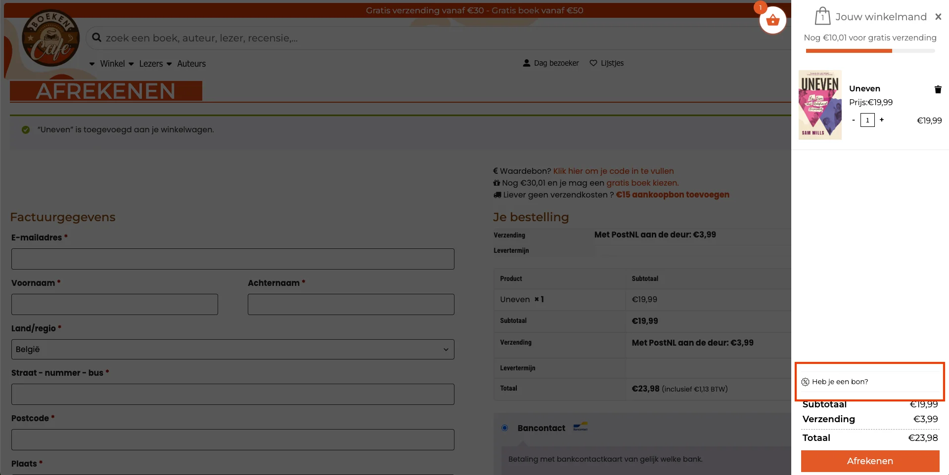 Hoe gebruik je de kortingscode - Boeken Café