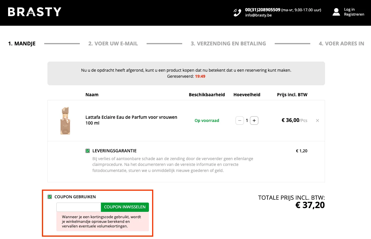 Hoe gebruik je de kortingscode - Brasty